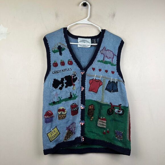 Eagle's Eye Farm Country Cow Festival Sweater Boho Size M - Picture 1 of 8